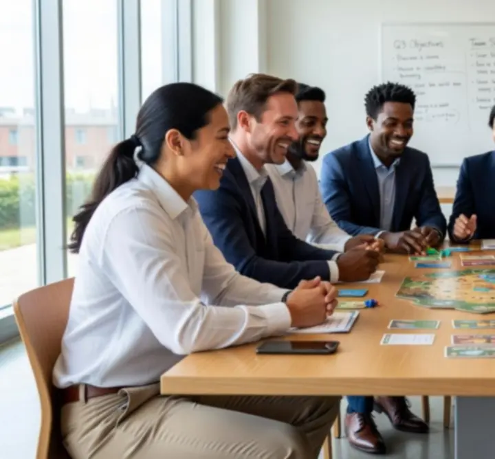 Groupe d'entreprise participant à un jeu stratégique