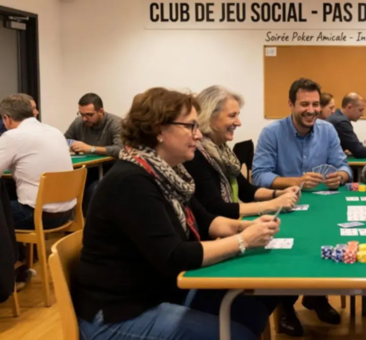 Table de poker conviviale mettant l\'accent sur l\'échange et la stratégie