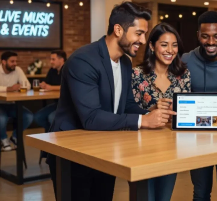 Groupe en train de réserver et organiser un événement ludique en intérieur