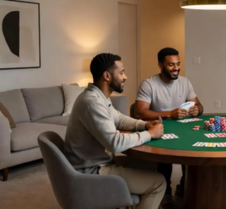 Table de poker pendant un événement convivial